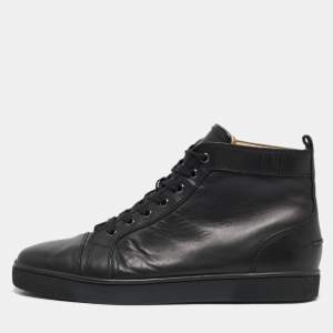 Christian Louboutin Black Leather Louis High Top Sneakers Size 43.5