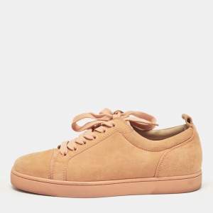Christian Louboutin Orange Suede Louis Junior Low Top Sneakers Size 40