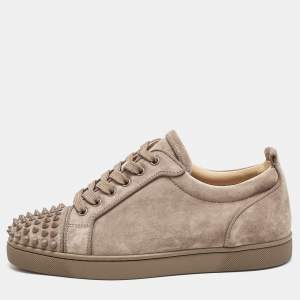 Christian Louboutin Beige Suede Louis Junior Spikes Sneakers Size 41
