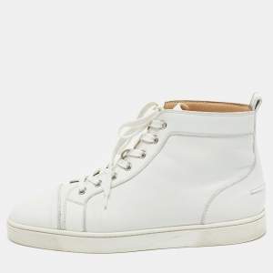 Christian Louboutin White Leather Louis High Top Sneakers Size 43 