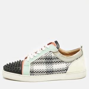 Christian Louboutin Multicolor Leather and Suede Louis Junior Spikes Lace Up Sneakers Size 46