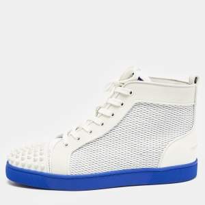 Christian Louboutin Grey Canvas and Leather Louis High Top Sneakers Size 43 