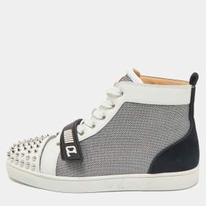 Christian Louboutin Multicolor Leather and Suede Lou Spikes Sneakers Size 43.5