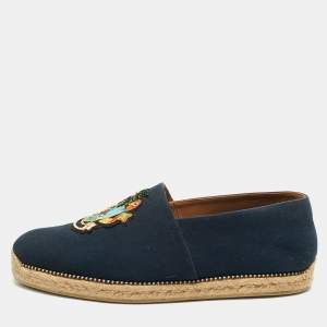 Christian Louboutin Navy Blue Canvas Cario Loubi Flat Olona Espadrilles Sneakers Size 41