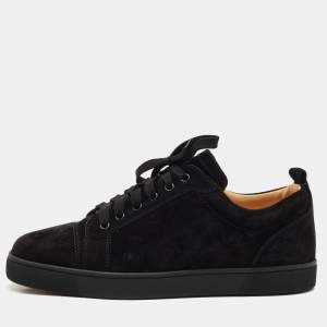Christian Louboutin Black Suede Louis Junior Sneakers Size 43