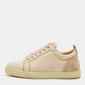 Christian Louboutin Beige Camo Canvas and Leather Louis Junior Orlato Sneakers Size 43.5