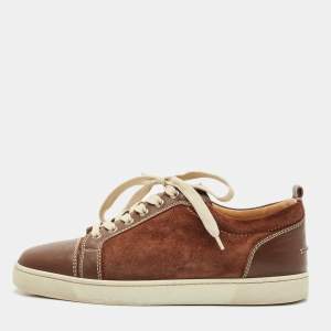 Christian Louboutin Brown Leather and Suede Louis Junior Sneakers Size 43