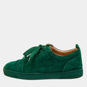 مملوكة مسبقًا Christian Louboutin Green Suede Louis Junior Sneakers Size 41