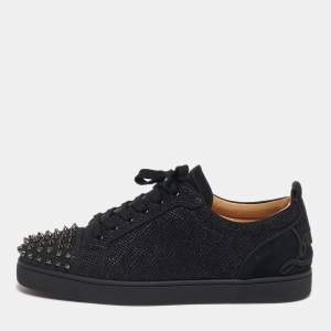 Pre Owned Christian Louboutin Black Suede Fun Louis Junior Spikes Sneakers Size 44