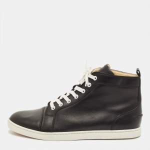 مملوكة مسبقًا Christian Louboutin Louis Flat Size 43 Black Leather High Top Sneakers