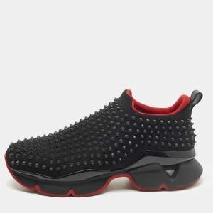 مملوكة مسبقًا Christian Louboutin spike sock Size 43.5 Black Neoprene Slip On Sneakers