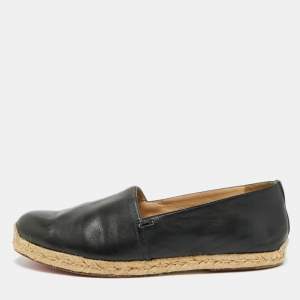 مملوكة مسبقًا Christian Louboutin Size 43 Black Leather Slip On Espadrille Flat
