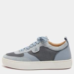 مملوكة مسبقًا Christian Louboutin Happy Rui Size 45 Powder Blue Leather and Nylon Low Top Sneakers