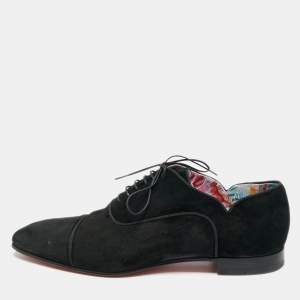 مملوكة مسبقًا Christian Louboutin Greggo Size 42.5 Black Suede Lace Up Oxford Shoes