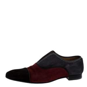 Christian Louboutin Blue/Black Suede Leather And Fabric Alpha Male Oxfords Size 43