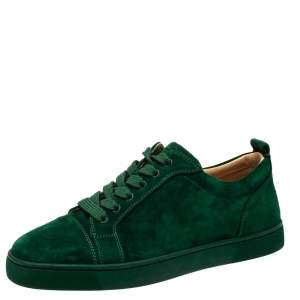 Christian Louboutin Green Suede Leather Low Top Sneakers Size 41.5