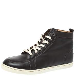 Christian Louboutin Dark Grey Leather Louis High Top Sneakers Size 41.5