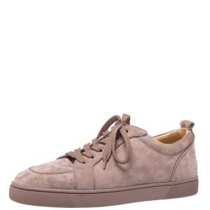 Pre Owned Christian Louboutin Pink Suede Rantulow Low Top Sneakers Size 44.5