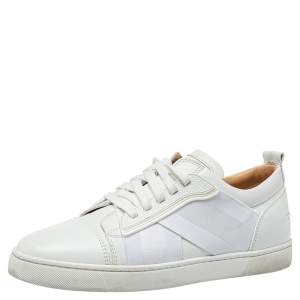 Christain Louboutin White Leather And Fabric Elastikid Sneakers Size 42