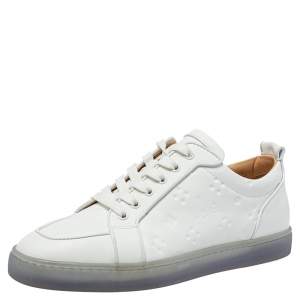 Pre Owned Christian Louboutin White Leather Rantulow Sneakers Size 42