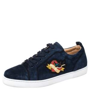 Christian Louboutin Blue Suede Louis Love Sneakers Size 44.5