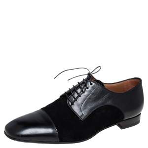 Christian Louboutin Black Leather and Suede Daviol Derby Size 43