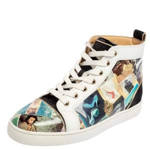 Christian Louboutin Multicolor Patent Leather and Suede Louis Orlato High Top Sneakers Size 42