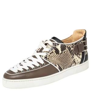 Christian Louboutin Multicolor Python and Leather Terence Low Top Sneakers Size 42