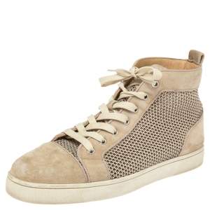 Christian Louboutin Grey Suede Rantus High Top Sneakers Size 42 