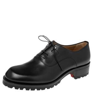 Pre Owned Christian Louboutin Black Leather Sopeter Oxfords Size 44.5