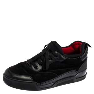 Christian Louboutin Black Leather, Suede and Fabric Aurelien Sneakers Size 44