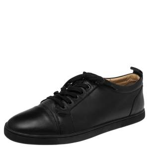 Christian Louboutin Black Leather Viera Low Top Sneakers Size 42.5