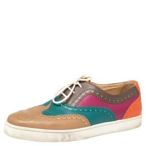 Christian Louboutin Multicolor Brogue Leather Golfito Wingtip Sneakers Size 44.5
