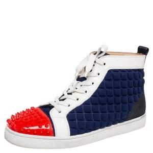 Christian Louboutin Multicolor Patent Leather, Leather, And Fabric Louis Flat High Top Sneakers Size 41.5