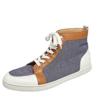 Christian Louboutin Tricolor Canvas And Leather High Top Sneakers Size 45