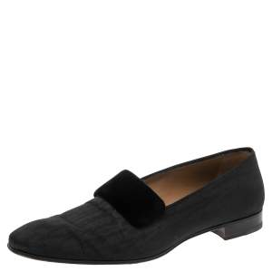 مملوكة مسبقًا حذاء لوفرز كريستيان لوبوتان فيتوريو فنتيان قماش موير أسود مقاس 42