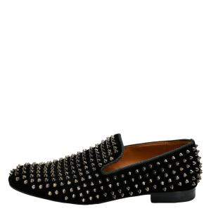 Christian Louboutin Black Leather Rollerboy Spikes Loafers EU 43