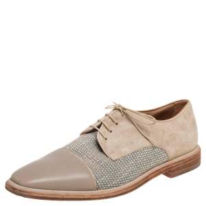 Christian Louboutin Beige Suede, Leather and Knit Fabric Bruno Orlato Derby Size 40.5