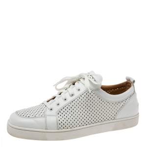 Christian louboutin White AC Rantulow Perforated Leather Low-Top Sneakers Size 46