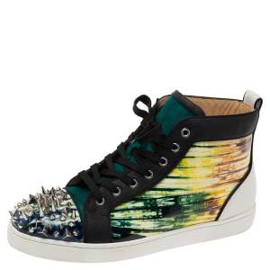 Christian Louboutin Multicolor Printed Patent and Leather Lou Pik Pik Orlato High Top Sneakers Size 43