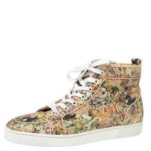 Christian Louboutin Beige Python Leather Rantus Orlato High-Top Sneakers Size 42.5