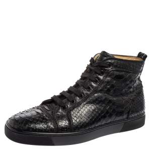 Christian Louboutin Black Python Leather Rantus Orlato High-Top Sneakers Size 42