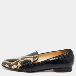 Christian Louboutin Tri-Color Python Leather Smoking Slippers Size 41