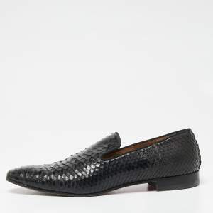 Christian Louboutin Black Python Leather Smoking Slippers Size 42