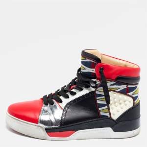 Pre Owned Christian Louboutin Multicolor Leather Loubikick High-Top Trainers Sneakers Size 44.5