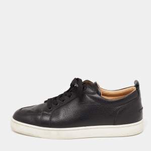 Pre Owned Christian Louboutin Black Leather Rantulow Low Top Sneakers Size 42