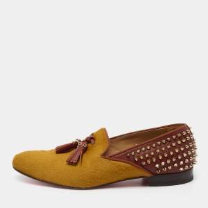 Christian Louboutin Two Tone Calf Hair And Leather  Spike Loafers Size 42.5