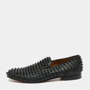 Christian Louboutin Black Leather Rollerboy Spikes Loafers 43