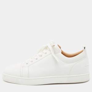 مملوكة مسبقًا Christian Louboutin White Leather Vieira Low-Top Sneakers Size 43