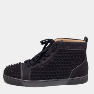 Christian Louboutin Dark Grey Suede Louis Spike High Top Sneakers Size 44